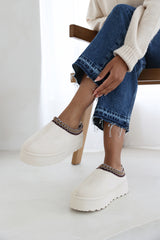 Galia Cosy Cream Faux-Suede Fur Lining Platform Low Ankle Boot