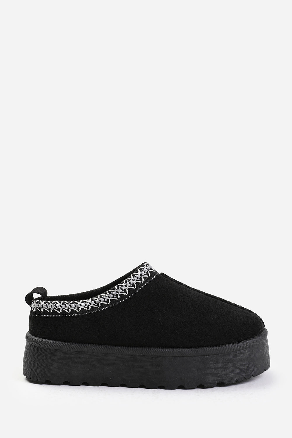 Galia Cosy Black Faux-Suede Fur Lining Platform Low Ankle Boot