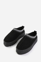 Galia Cosy Black Faux-Suede Fur Lining Platform Low Ankle Boot