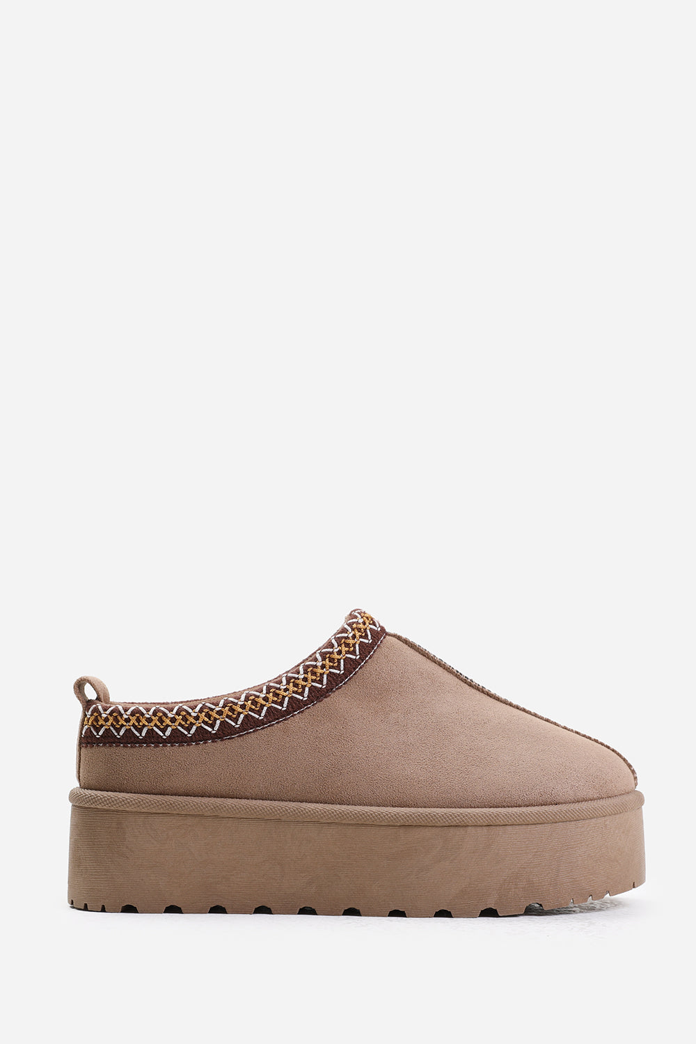 Galia Cosy Camel Faux-Suede Fur Lining Platform Low Ankle Boot