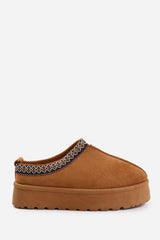 Galia Cosy Chestnut Faux-Suede Fur Lining Platform Low Ankle Boot