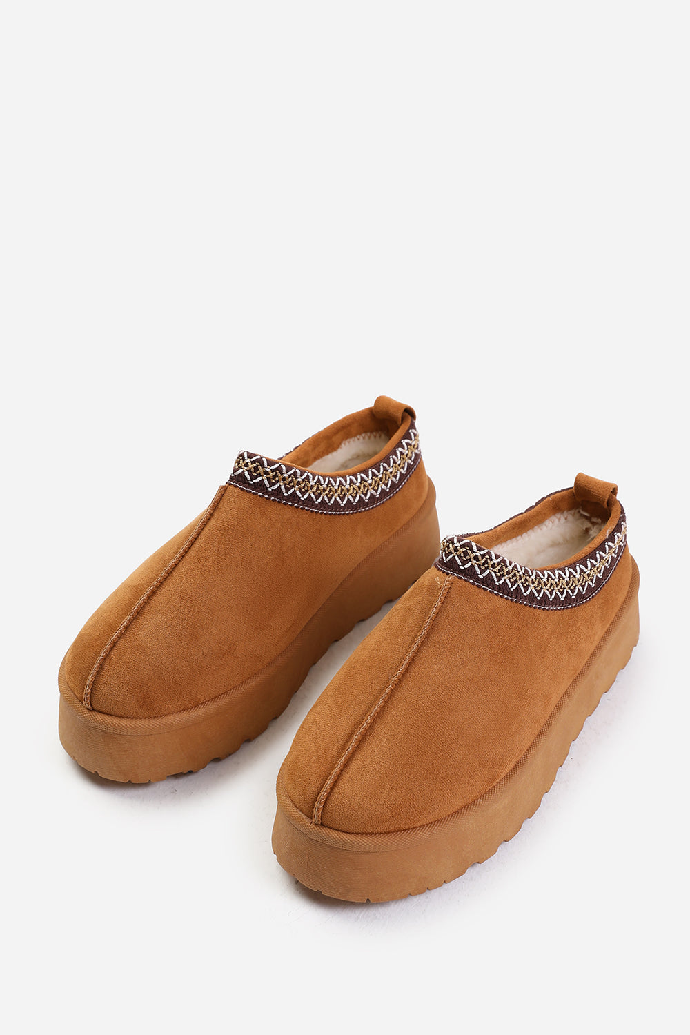 Galia Cosy Chestnut Faux-Suede Fur Lining Platform Low Ankle Boot