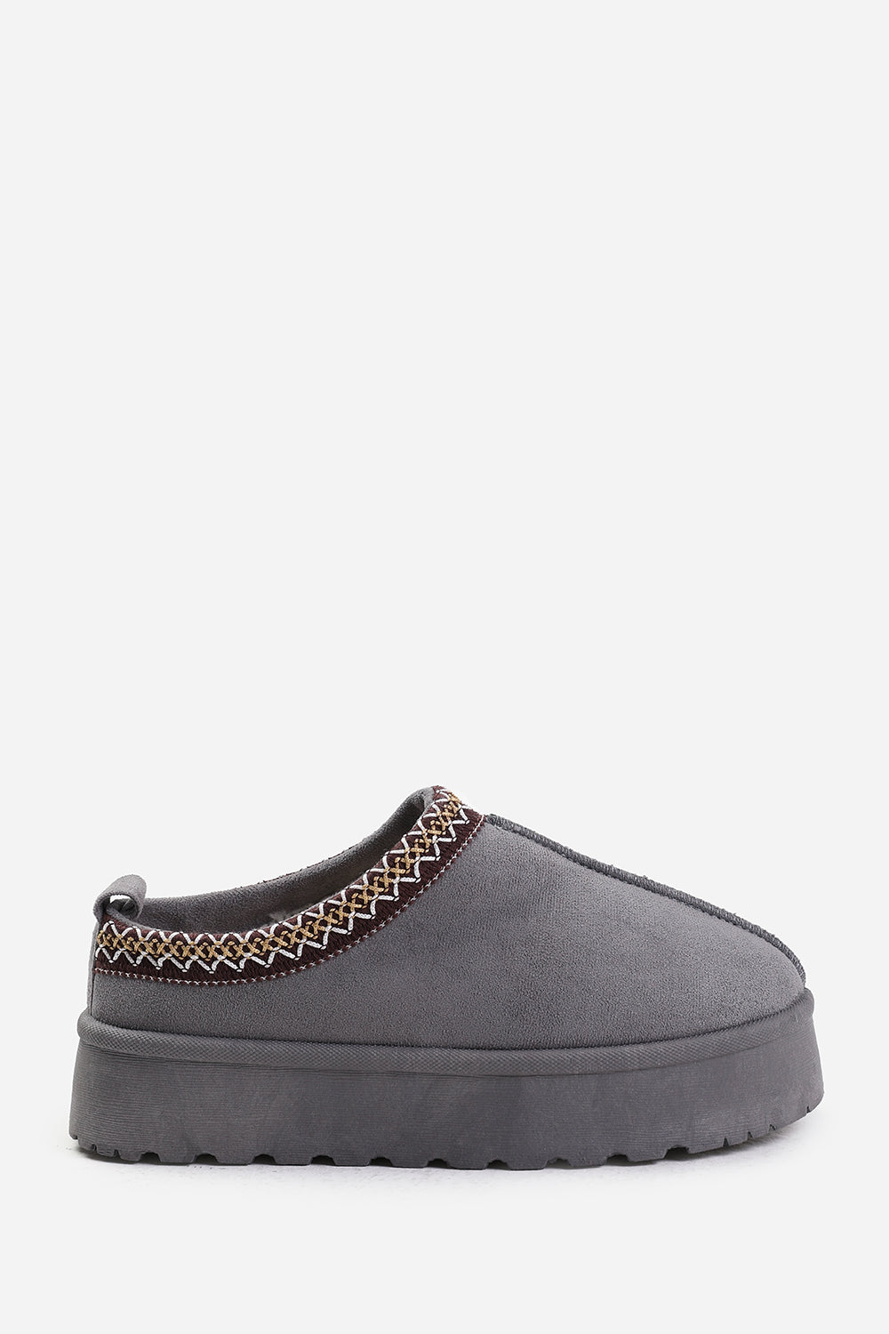 Galia Cosy Grey Faux-Suede Fur Lining Platform Low Ankle Boot