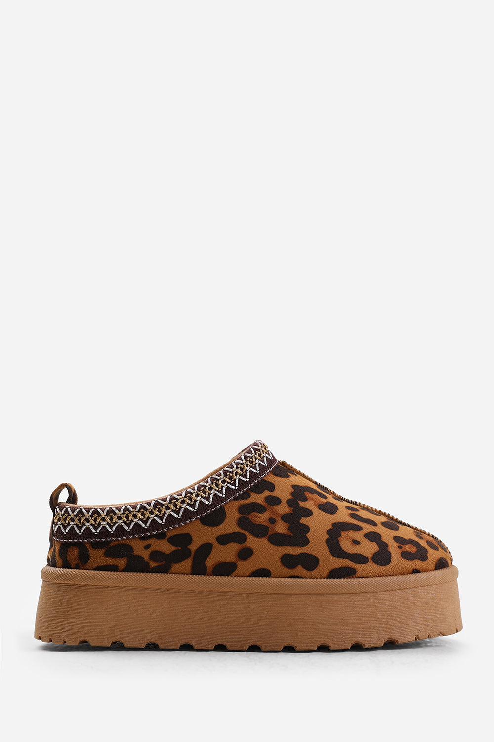 Praise Cosy Leopard Faux-Suede Fur Lining Platform Slipper