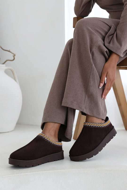 Meilani Cosy Brown Faux-Suede Fur Lining Low Ankle Boot