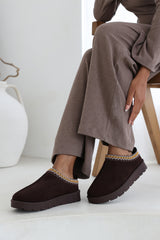 Quincy Cosy Brown Faux-Suede Fur Lining Slipper