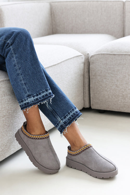Meilani Cosy Grey Faux-Suede Fur Lining Low Ankle Boot