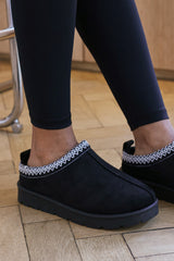 Jalyx Platform Sole Slip On Slippers with Embroidered Trim Design