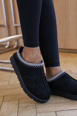 Jalyx Platform Sole Slip On Slippers with Embroidered Trim Design