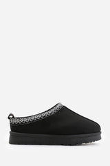 Quincy Cosy Black Faux-Suede Fur Lining Slipper