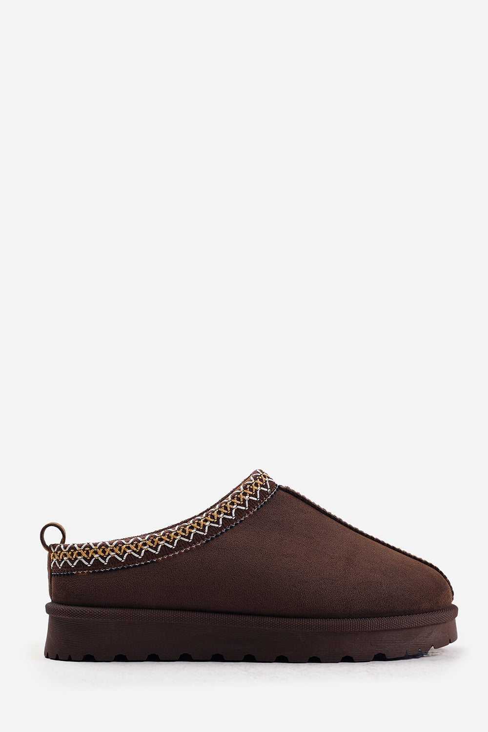 Pine Aztec Detail Faux Fur Lining Mini Boots In Brown Suede
