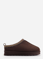 Jalyx Platform Sole Slip On Slippers with Embroidered Trim Design