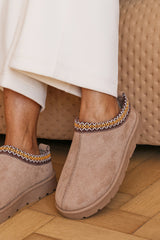 Jalyx Platform Sole Slip On Slippers with Embroidered Trim Design