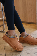 Jalyx Platform Sole Slip On Slippers with Embroidered Trim Design