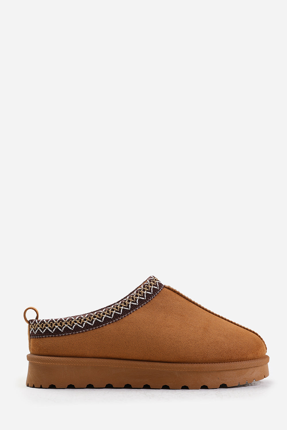 PINE AZTEC DETAIL FAUX FUR LINING MINI BOOTS IN CHESTNUT SUEDE