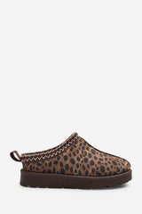 Pine Cosy Brown Leopard Fur Lining Slipper