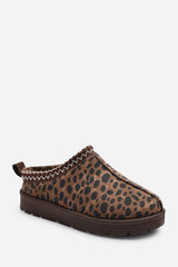 Pine Cosy Brown Leopard Fur Lining Slipper