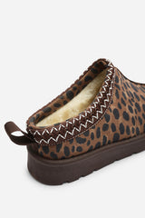 Pine Cosy Brown Leopard Fur Lining Slipper