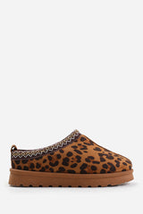 PINE AZTEC DETAIL FAUX FUR LINING MINI BOOTS IN LEOPARD SUEDE