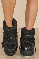 CHRISTA CHUNKY LOW ANKLE BOOTS WITH LACE DETAIL IN BLACK