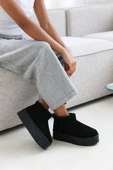 Dione Black Platform Fur Lining Ankle Boots