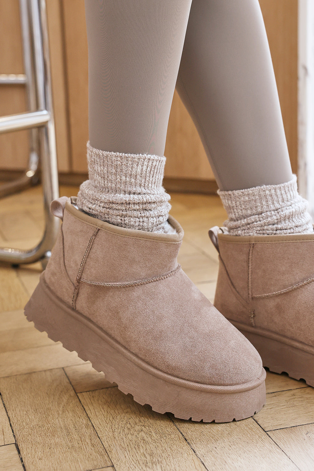 Jovina Platform Ankle Boots with Faux Fur Lining