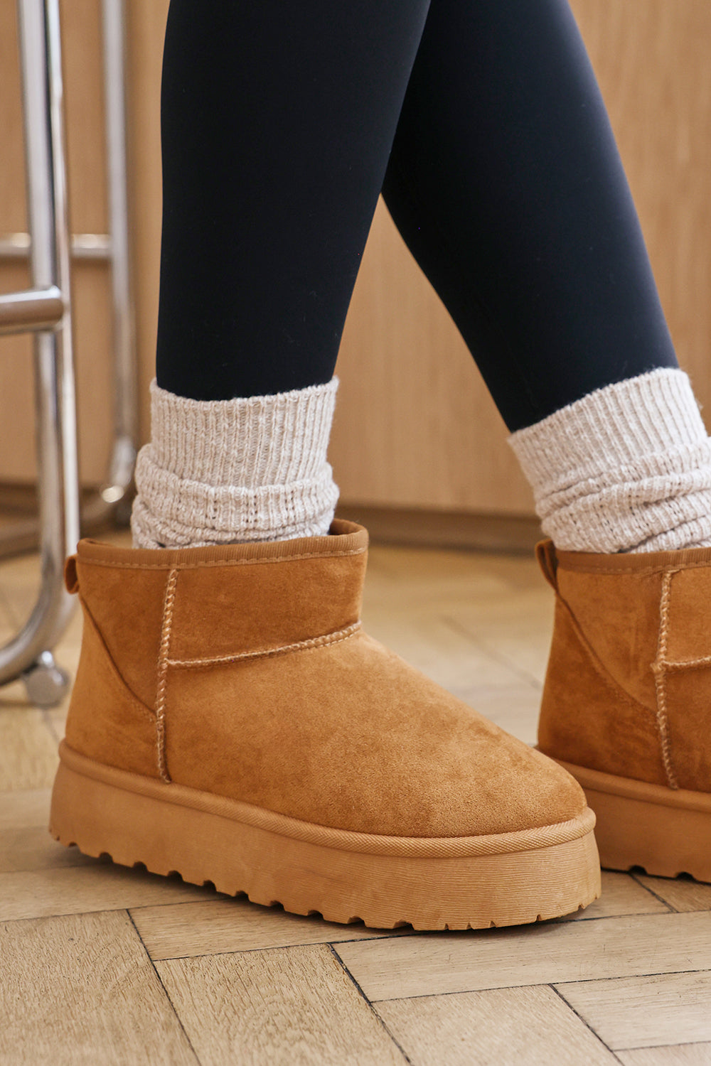 Jovina Platform Ankle Boots with Faux Fur Lining