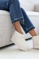 Dione Cream Platform Fur Lining Ankle Boots