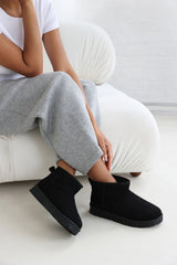 Janessa Mini Black Faux-Suede Fur Lined Ankle Boots