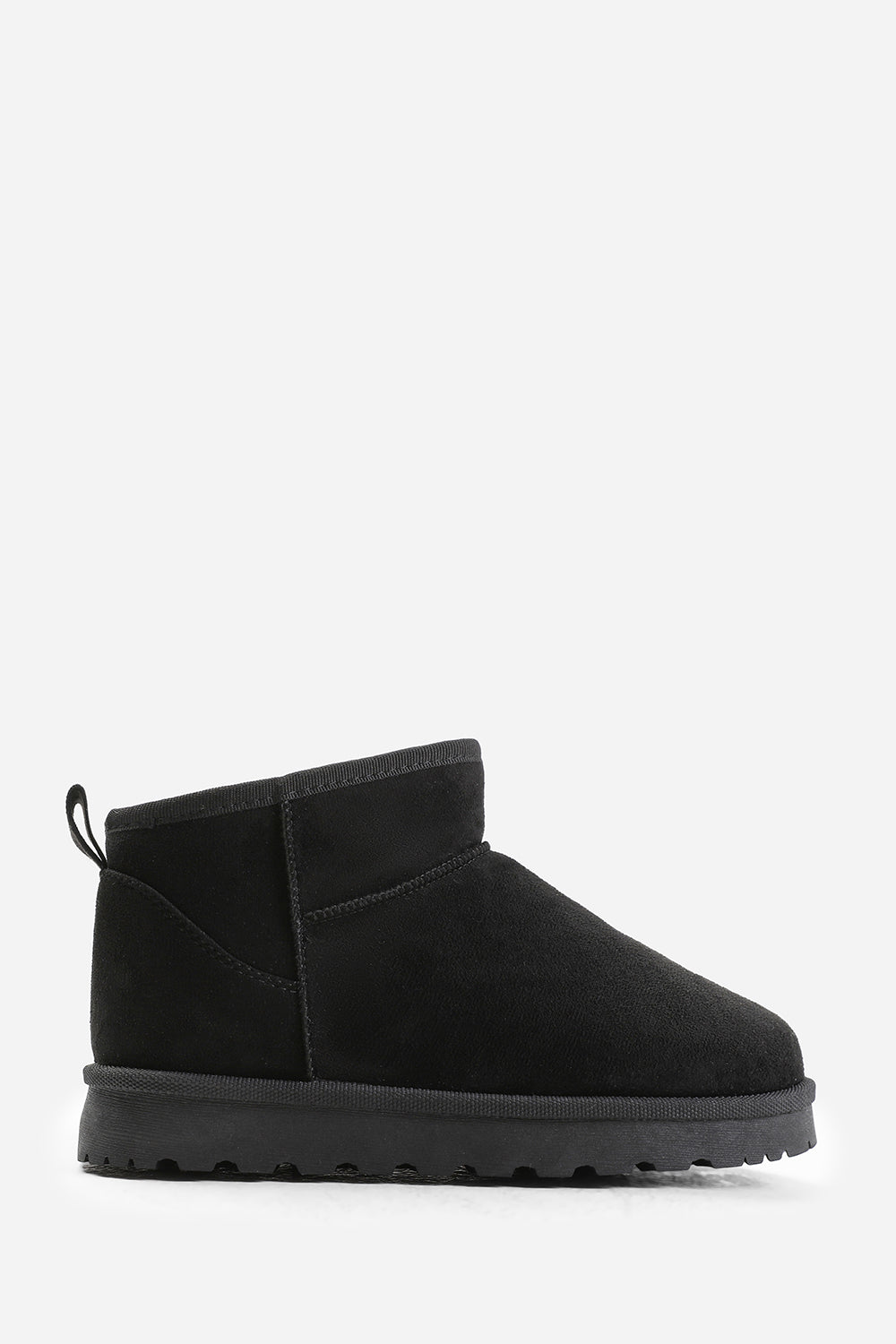 Janessa Mini Black Faux-Suede Fur Lined Ankle Boots