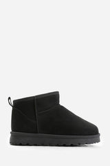 MAPLE FAUX FUR LINING ANKLE BOOTS IN BLACK SUEDE