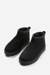 MAPLE FAUX FUR LINING ANKLE BOOTS IN BLACK SUEDE