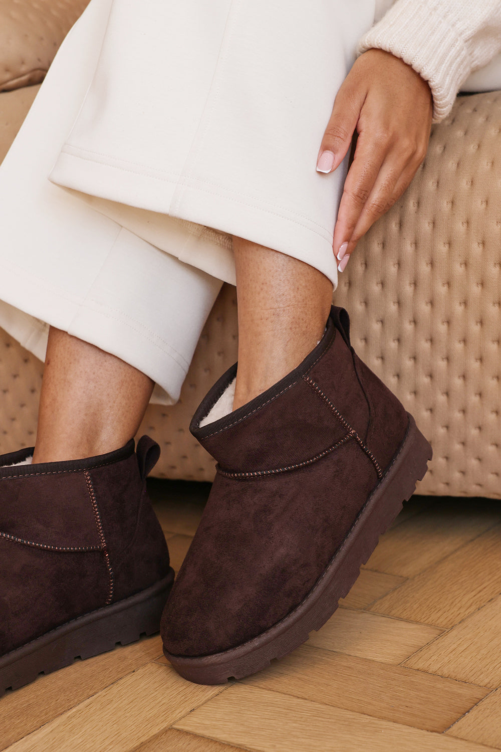 Jexira Platform Sole Mini Ankle Boots with Fur Lining