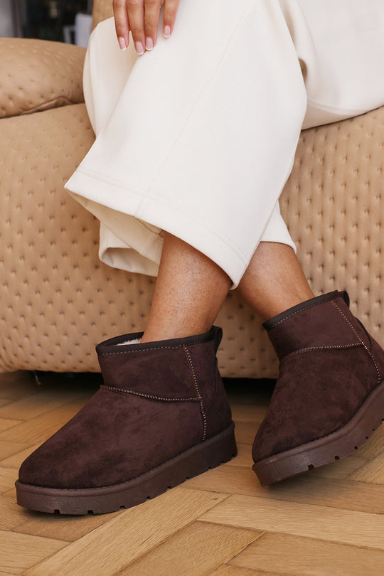 Jexira Platform Sole Mini Ankle Boots with Fur Lining
