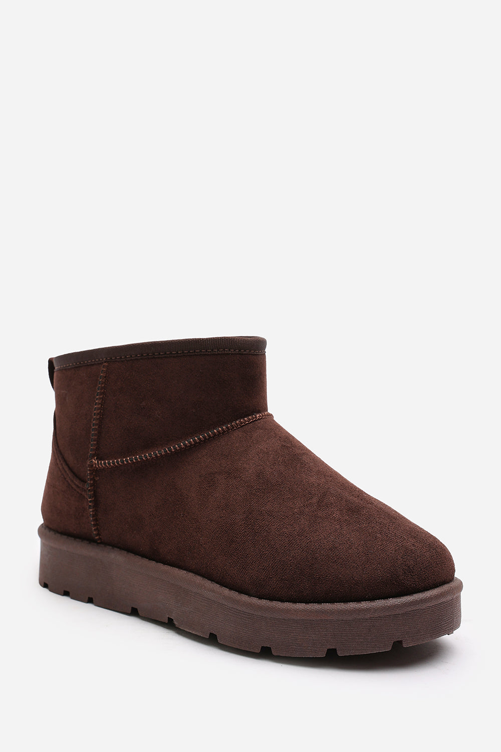 Janessa Mini Brown Faux-Suede Fur Lined Ankle Boots