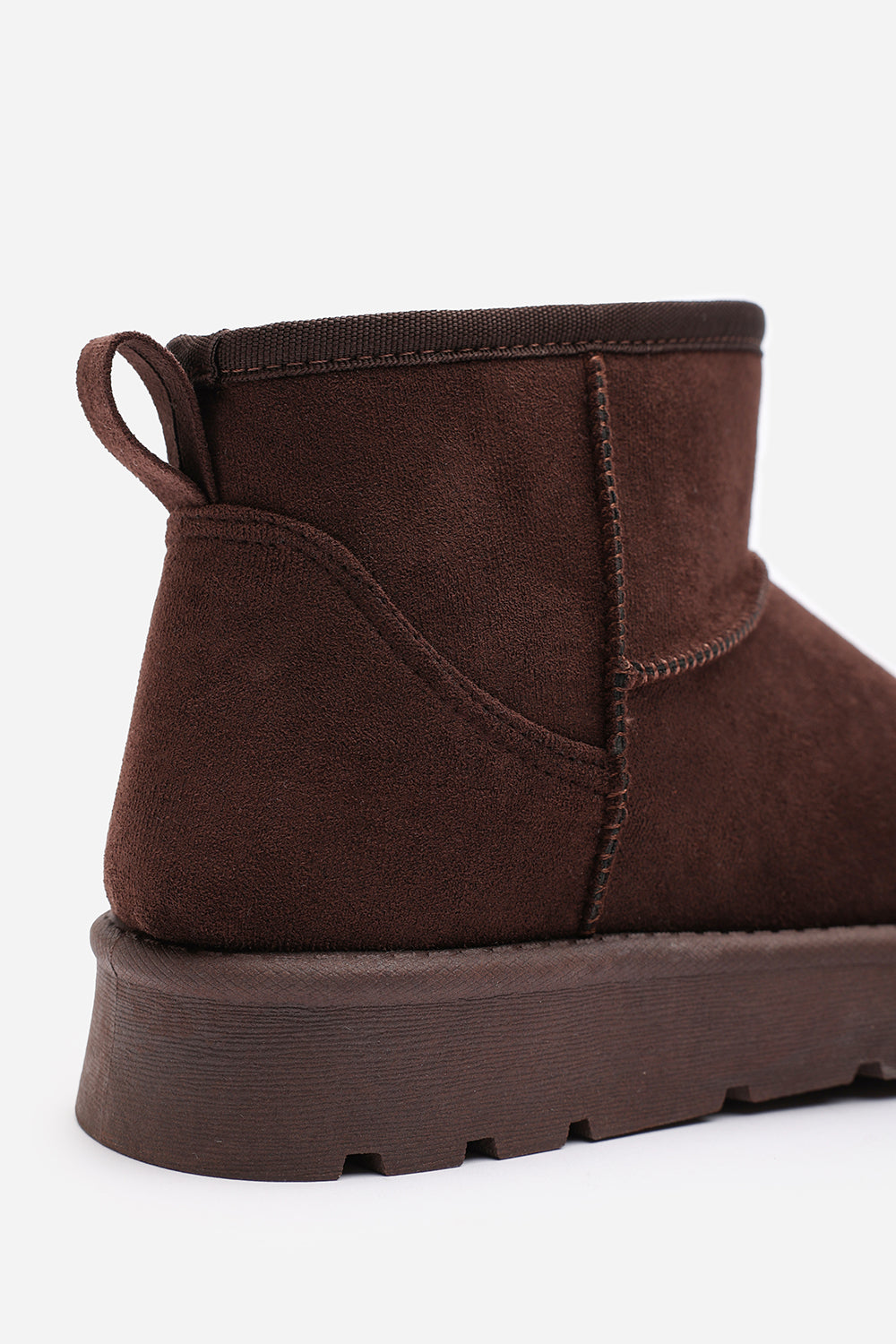 Janessa Mini Brown Faux-Suede Fur Lined Ankle Boots