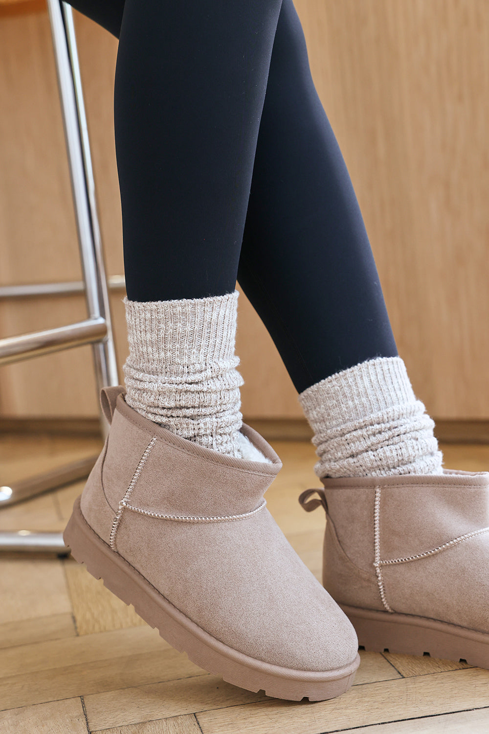 Jexira Platform Sole Mini Ankle Boots with Fur Lining