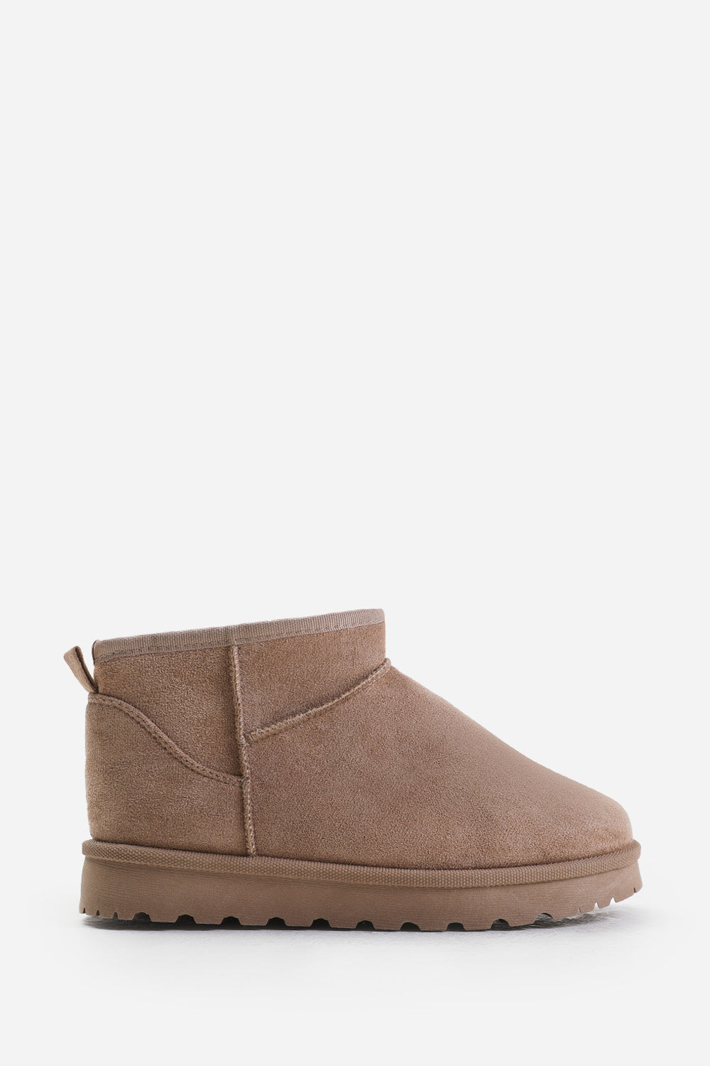 Suri Mini Camel Faux-Suede Fur Lined Ankle Slipper Boots