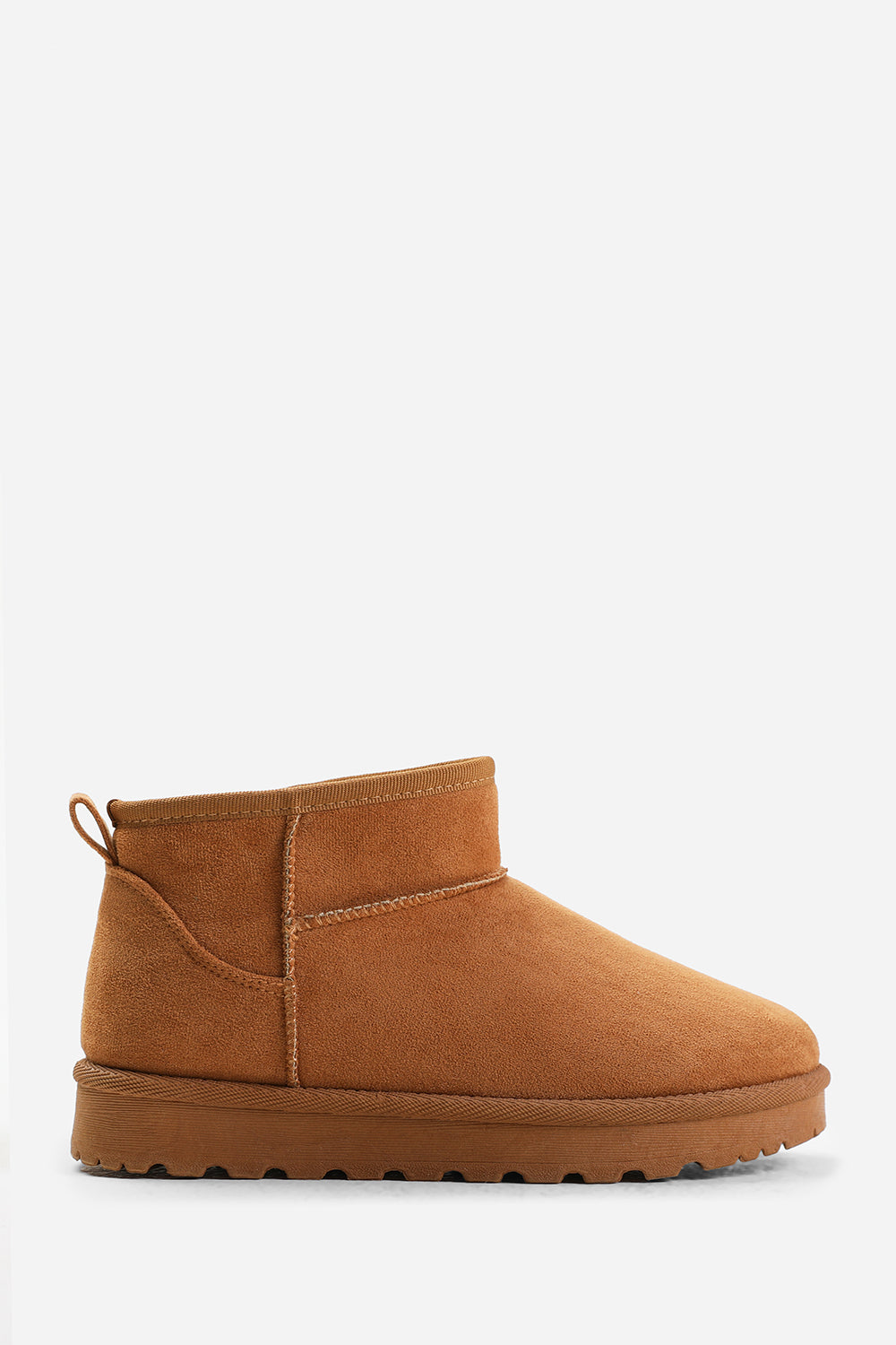 Suri Mini Chestnut Faux-Suede Fur Lined Ankle Slipper Boots