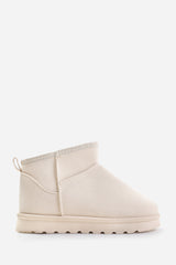 MAPLE FAUX FUR LINING ANKLE BOOTS IN CREAM SUEDE