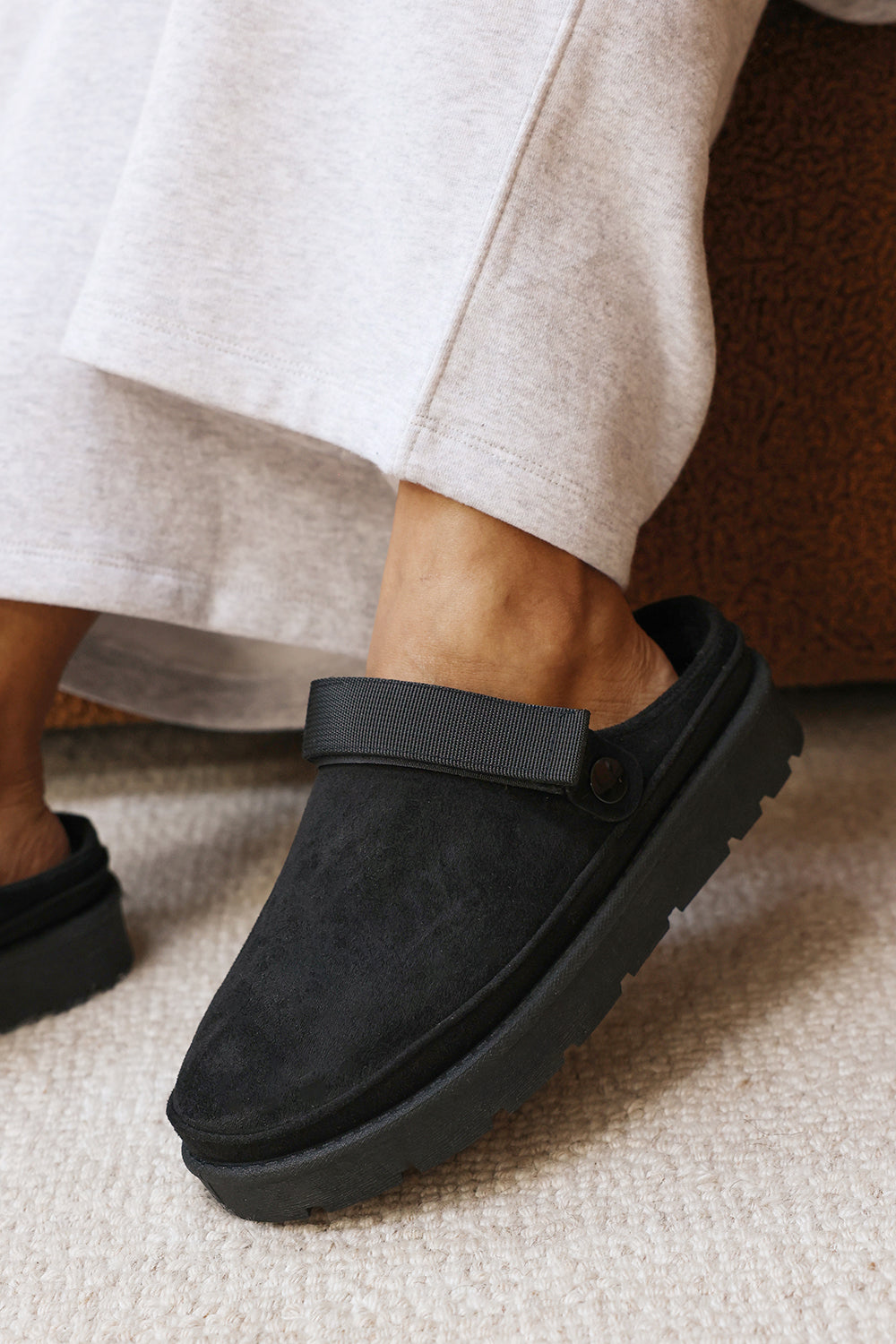 Jivane Cosy Platform Adjustable Sling Back Mule Slippers