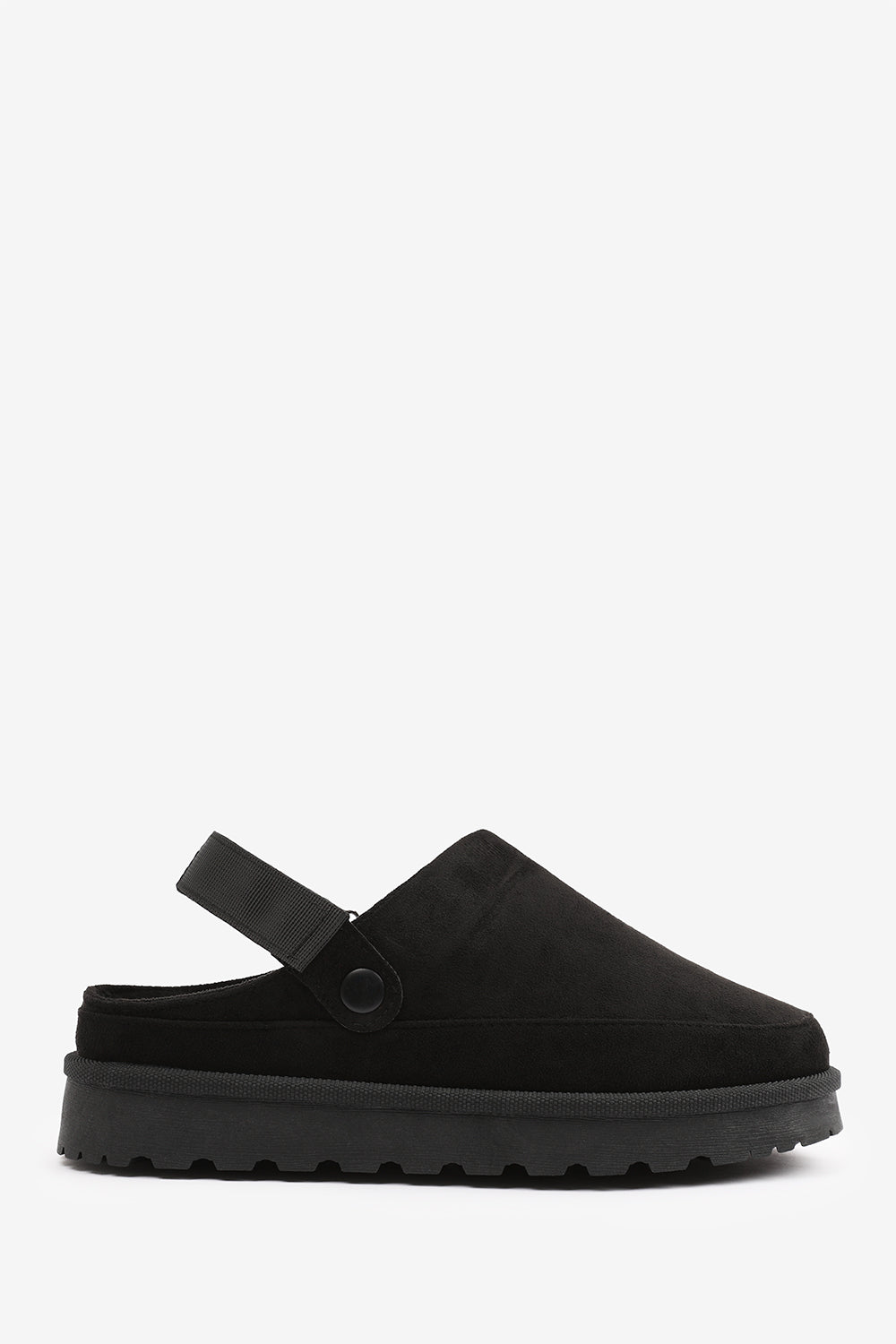 Kamila Cosy Adjustable Sling Back Black Faux-Suede Shoes