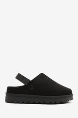 Kamila Cosy Adjustable Sling Back Black Faux-Suede Shoes