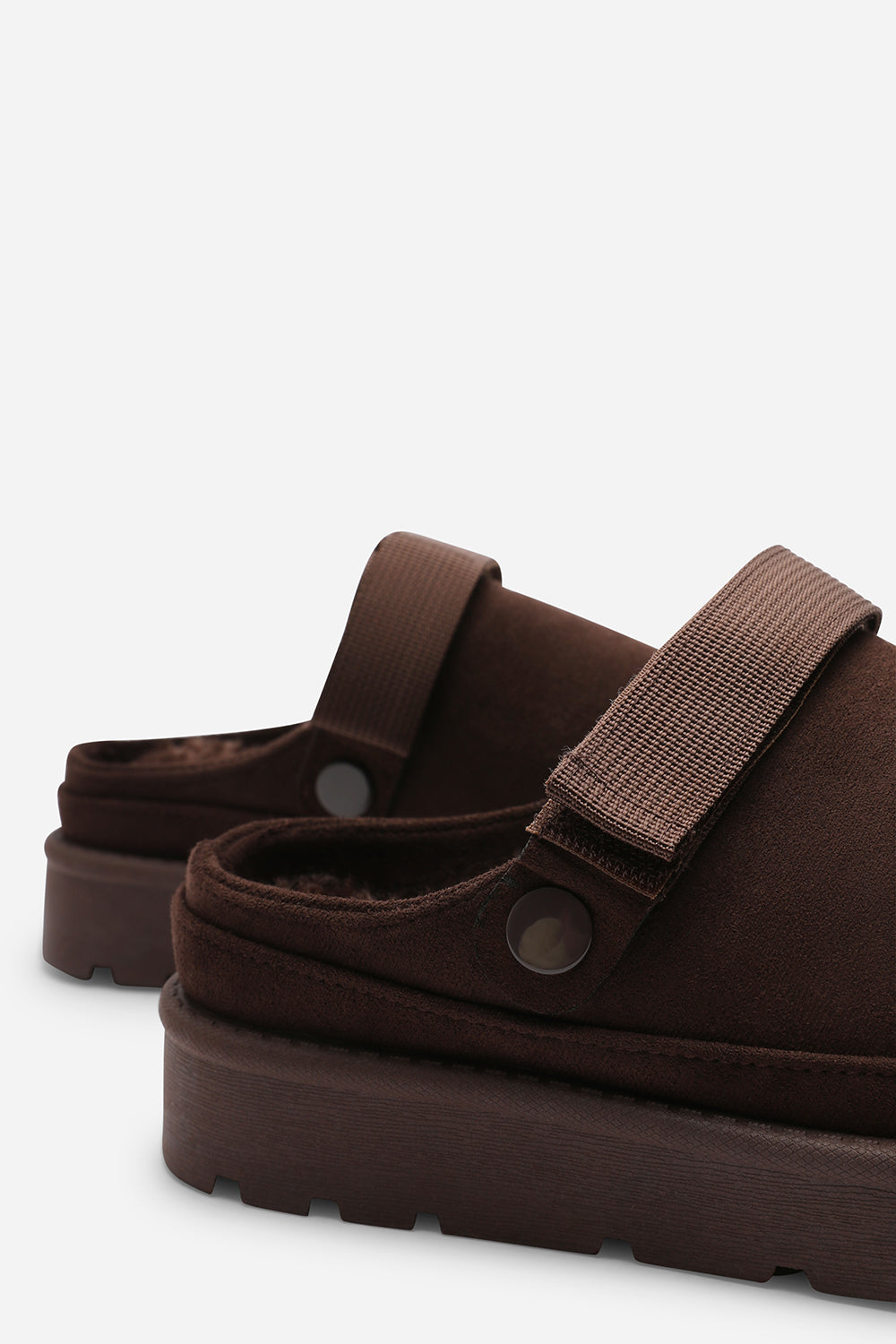 Alondra Slip On Adjustable Strap Mini Boots In Brown Suede