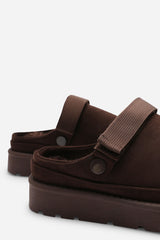 Taliah Cosy Adjustable Sling Back Brown Faux-Suede Slippers