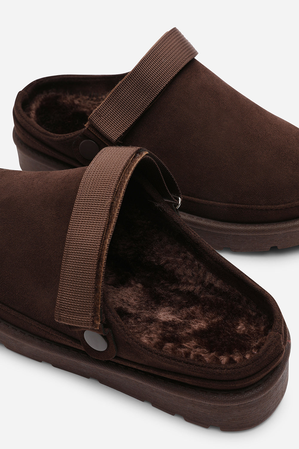 Taliah Cosy Adjustable Sling Back Brown Faux-Suede Slippers