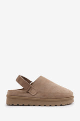 Taliah Cosy Adjustable Sling Back Camel Faux-Suede Slippers