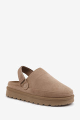 Uriah Camel Suede Clog Boots With Slingback Strap