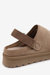 Kamila Cosy Adjustable Sling Back Camel Faux-Suede Shoes