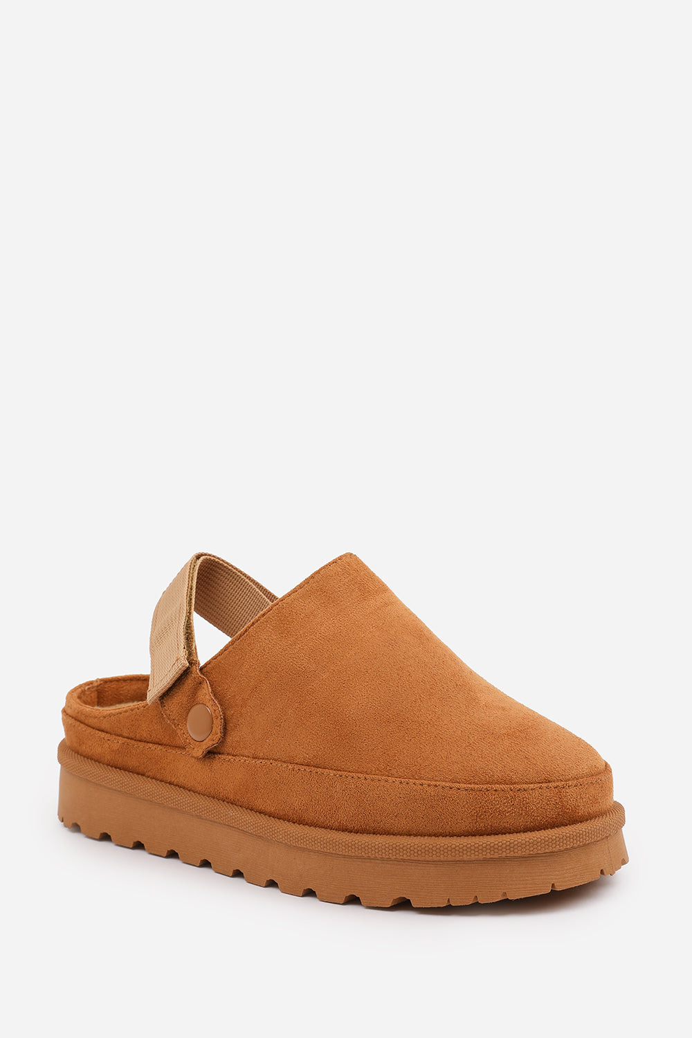 Taliah Cosy Adjustable Sling Back Chestnut Faux-Suede Slippers